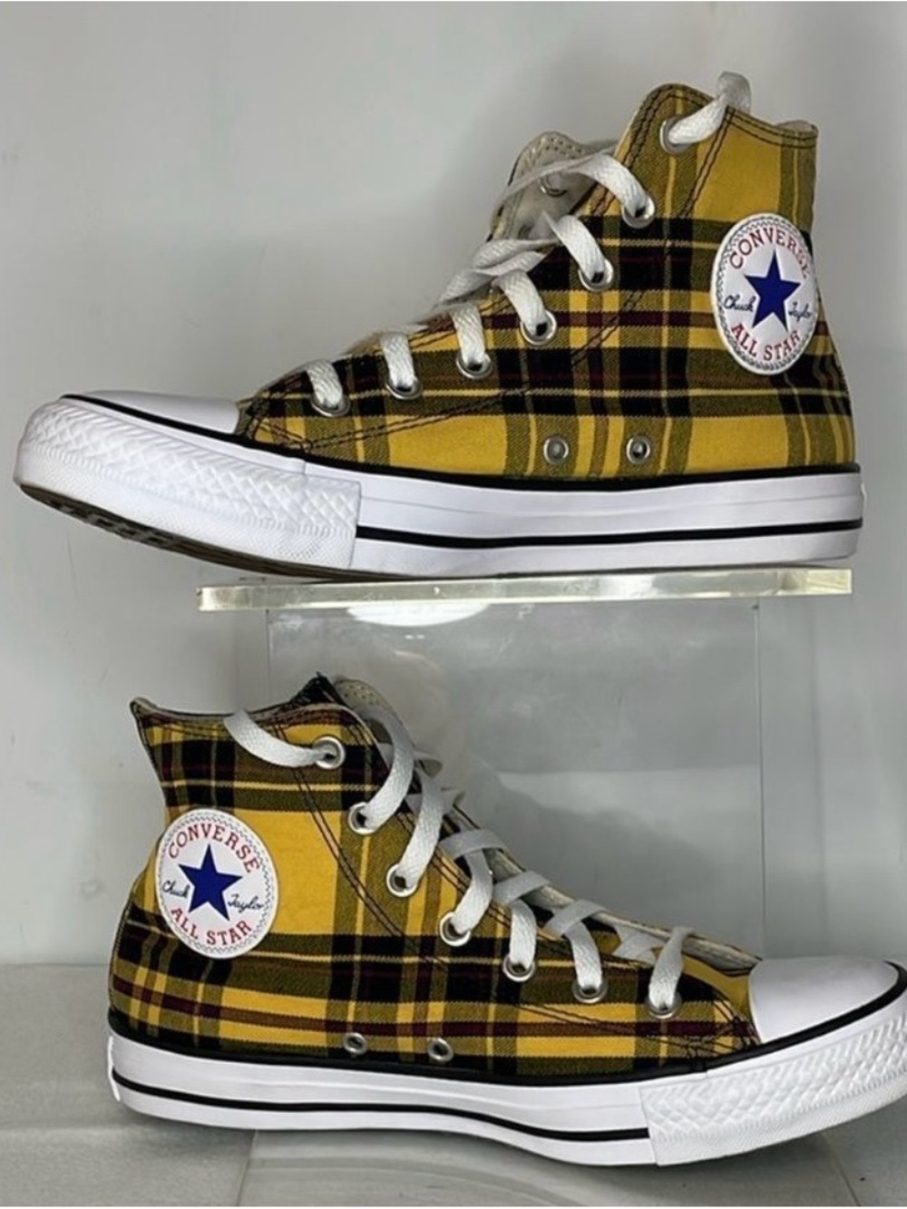 Converse Yellow Plaid Chuck Taylor All Star High Top Sneakers